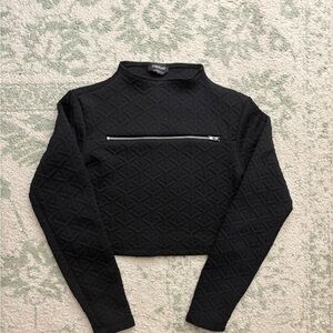 Bebe Black Quilted Long Sleeve Sweatshirt